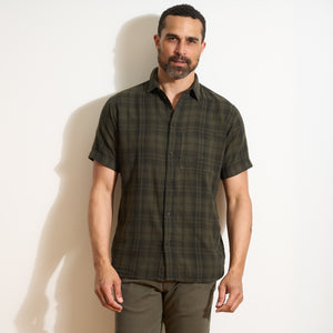 Mens Bray Short Sleeve Plaid Shirt MWTP0008 Olive Plaid