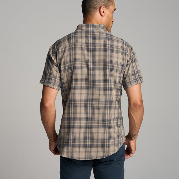 Mens Bray Short Sleeve Plaid Shirt MWTP0008 Stone Plaid