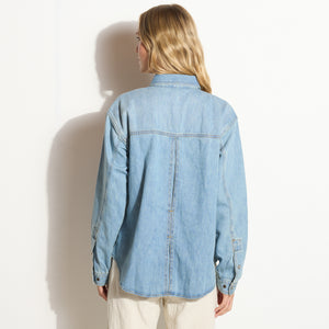 Womens Celeste Oversized Denim Shirt Jacket WWTP0012 Washed Down Vintage