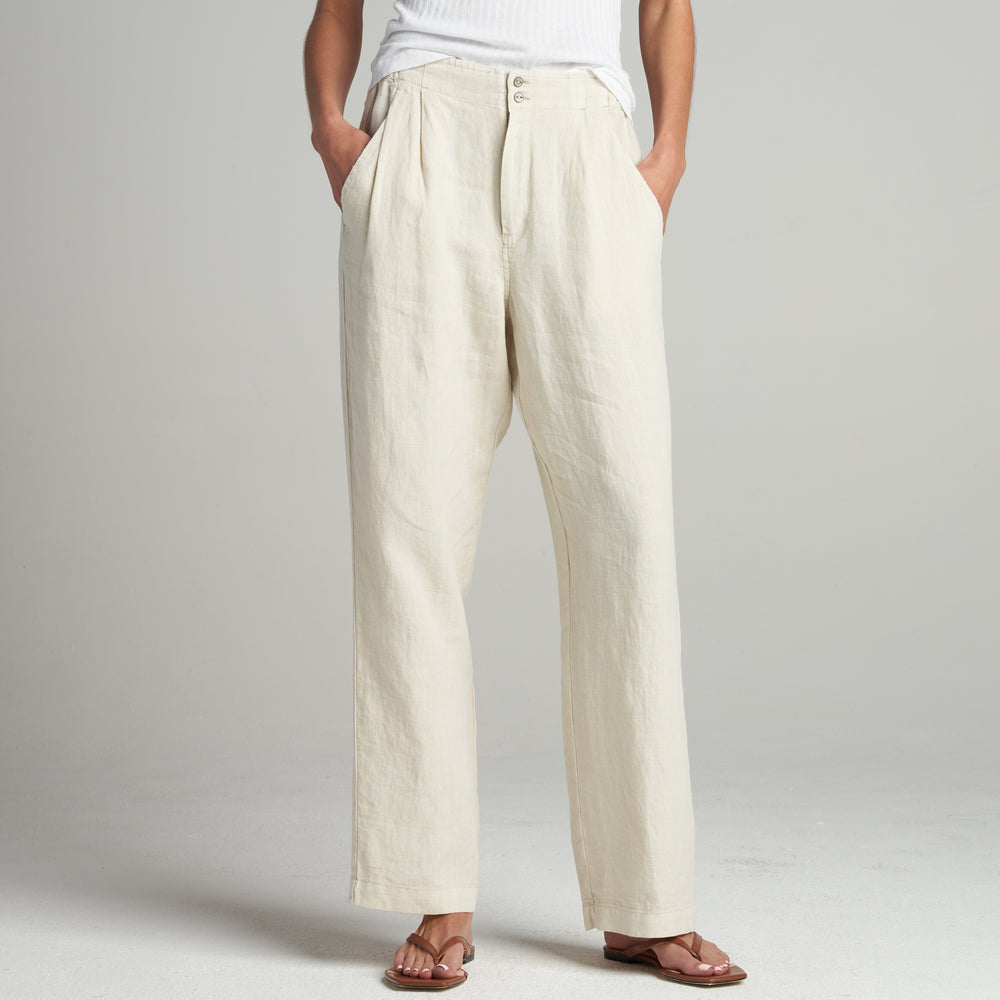 Womens Cameron Wide Leg Linen Pant WWPT0005 Bone