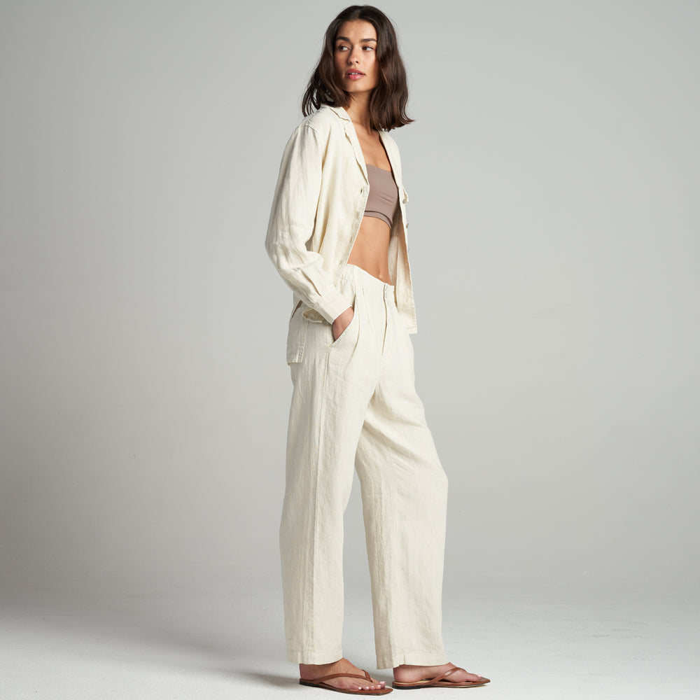 Womens Cameron Wide Leg Linen Pant WWPT0005 Bone