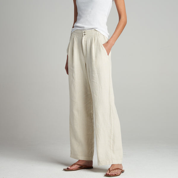 Womens Cameron Wide Leg Linen Pant WWPT0005 Bone