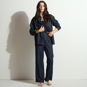 Womens Celeste Oversized Japanese Denim Shirt WWTP0012FD Raw Indigo