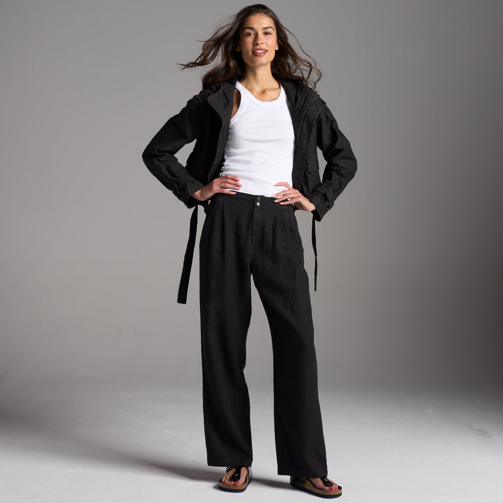 Womens Cameron Wide Leg Linen Pant WWPT0005 Black