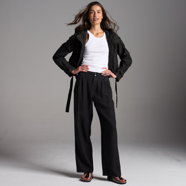 Womens Cameron Wide Leg Linen Pant WWPT0005 Black