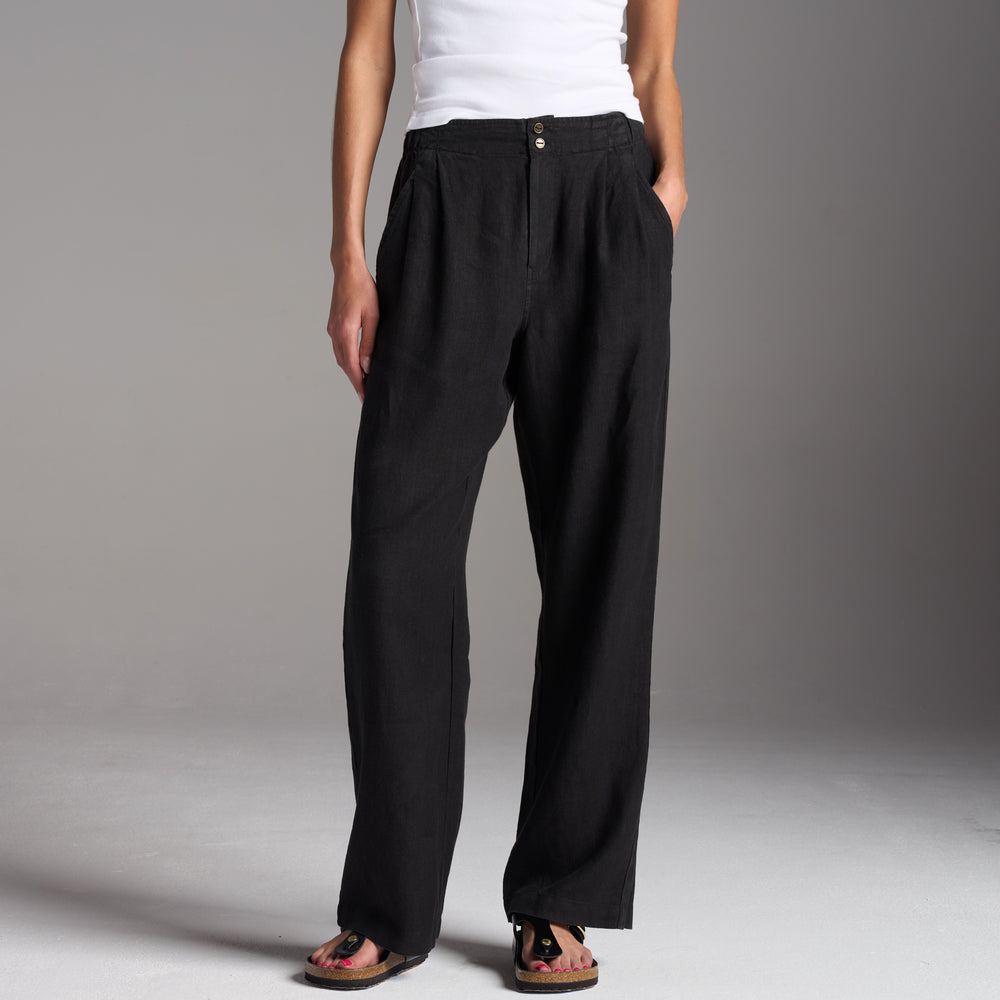 Womens Cameron Wide Leg Linen Pant WWPT0005 Black