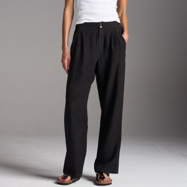 Womens Cameron Wide Leg Linen Pant WWPT0005 Black