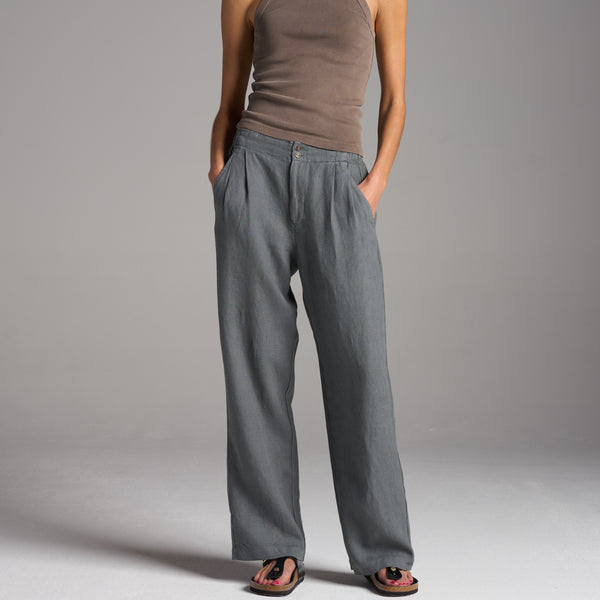 Womens Cameron Wide Leg Linen Pant WWPT0005 Flint