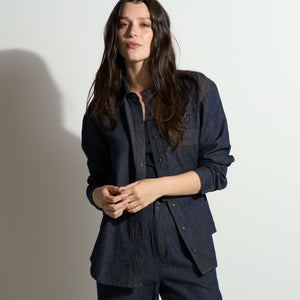 Womens Celeste Oversized Japanese Denim Shirt WWTP0012FD Raw Indigo