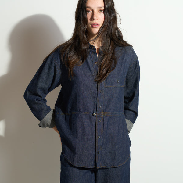 Womens Celeste Oversized Japanese Denim Shirt WWTP0012FD Raw Indigo