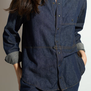 Womens Celeste Oversized Japanese Denim Shirt WWTP0012FD Raw Indigo