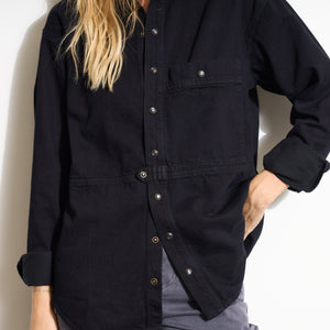 Womens Celeste Oversized Denim Shirt Jacket WWTP0012 Overdyed Black