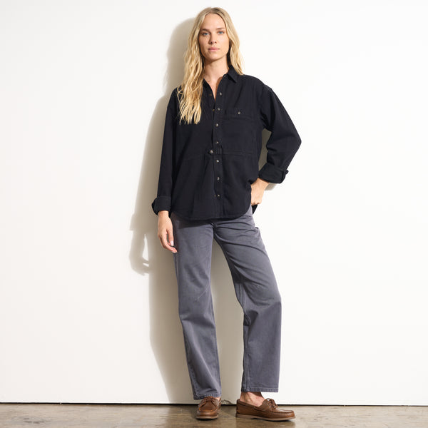 Womens Celeste Oversized Denim Shirt Jacket WWTP0012 Overdyed Black