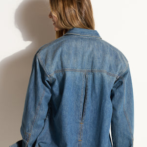 Womens Celeste Oversized Denim Shirt Jacket WWTP0012 Vintage Blue