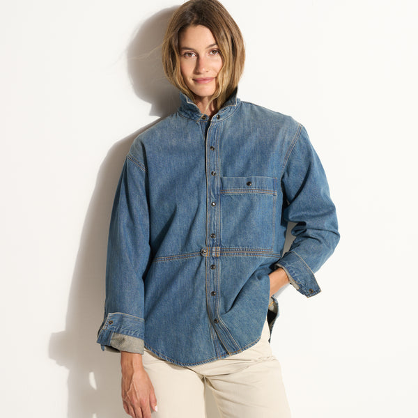 Womens Celeste Oversized Denim Shirt Jacket WWTP0012 Vintage Blue