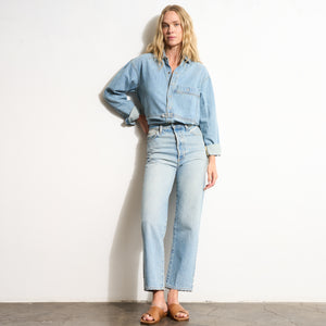 Womens Celeste Oversized Denim Shirt Jacket WWTP0012 Washed Down Vintage