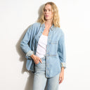 Womens Celeste Oversized Denim Shirt Jacket WWTP0012 Washed Down Vintage