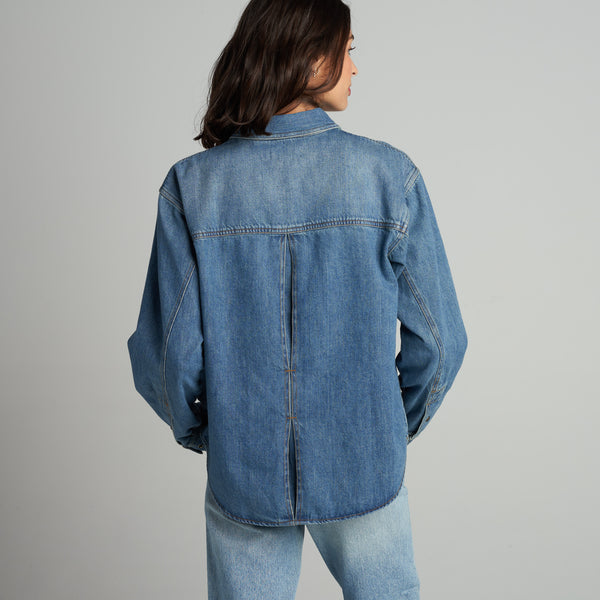 Womens Celeste Oversized Denim Shirt Jacket WWTP0012 Vintage Blue