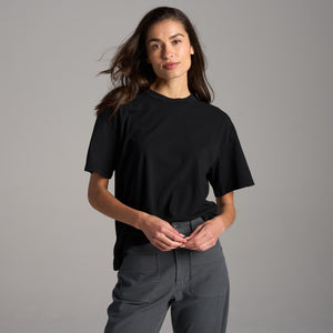Womens Claire Oversized Crewneck Tee WKTP0022 Black