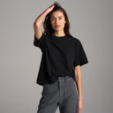 Womens Claire Oversized Crewneck Tee WKTP0022 Black