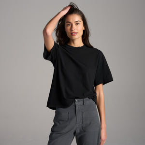 Womens Claire Oversized Crewneck Tee WKTP0022 Black