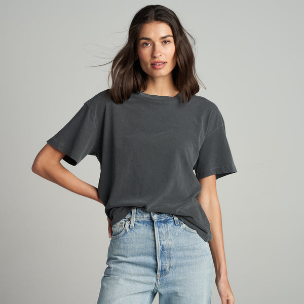 Womens Claire Oversized Crewneck Tee WKTP0022 Faded Black