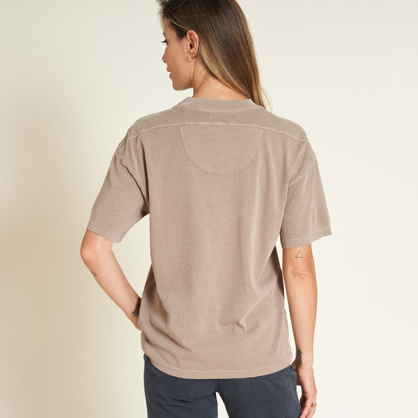 Womens Claire Oversized Crewneck Tee WKTP0022 Stone