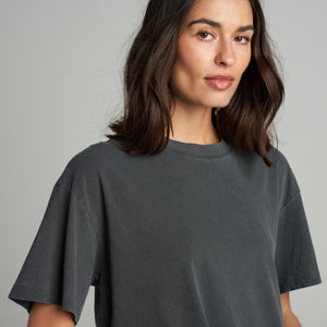 Womens Claire Oversized Crewneck Tee WKTP0022 Faded Black
