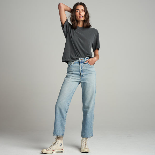 Womens Claire Oversized Crewneck Tee WKTP0022 Faded Black