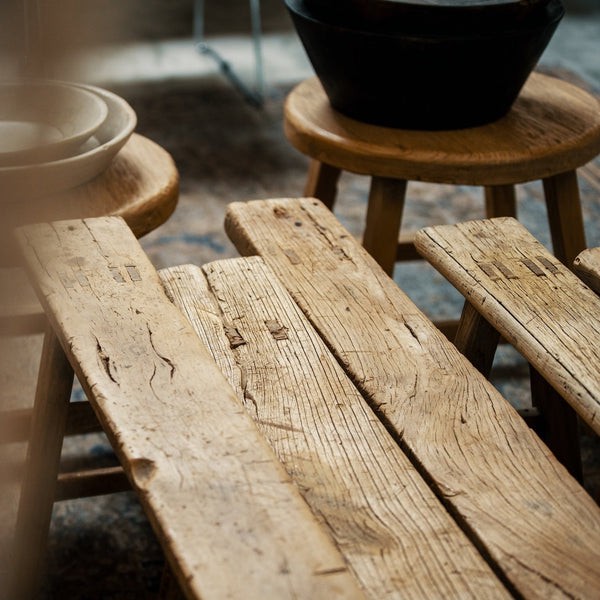 Vintage Elm Skinny Bench