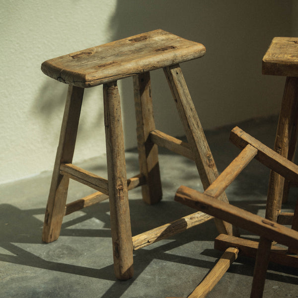 Vintage Elm Rectangular Stool