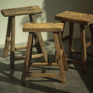 Vintage Elm Rectangular Stool