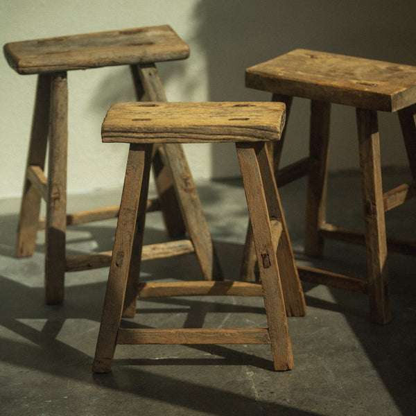 Vintage Elm Rectangular Stool