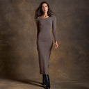 Womens Dylan Long Sleeve Maxi Dress WKDR0006 Russet
