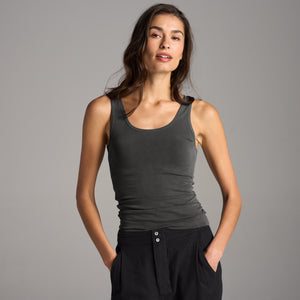 Womens Delphine Scoop Neck Tank WKTP0015 Faded Black