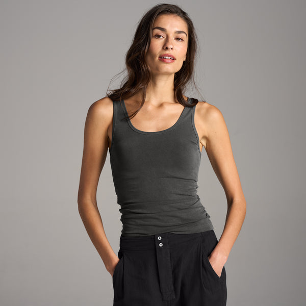Womens Delphine Scoop Neck Tank WKTP0015 Faded Black