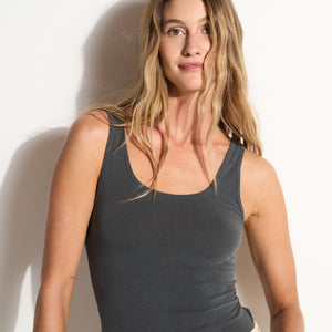 Womens Delphine Scoop Neck Tank WKTP0015 Faded Black