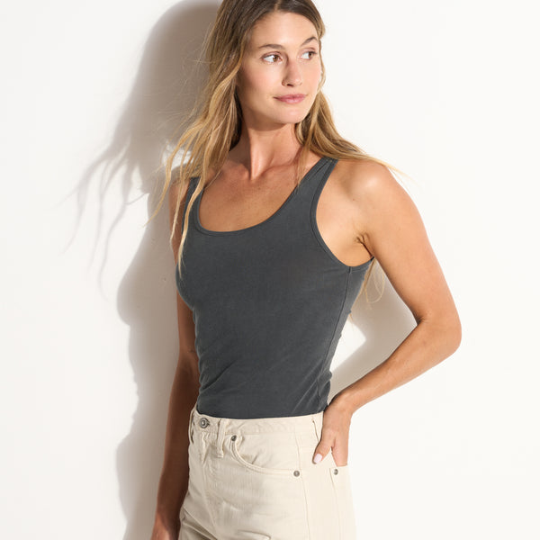 Womens Delphine Scoop Neck Tank WKTP0015 Faded Black