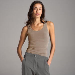 Womens Delphine Scoop Neck Tank WKTP0015 Stone