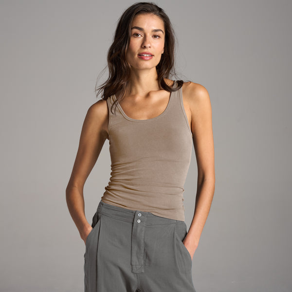 Womens Delphine Scoop Neck Tank WKTP0015 Stone