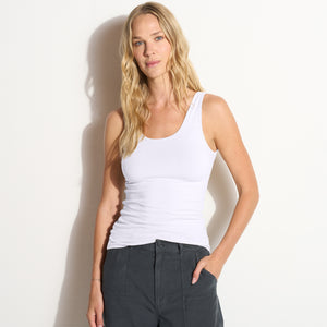 Womens Delphine Scoop Neck Tank WKTP0015 White