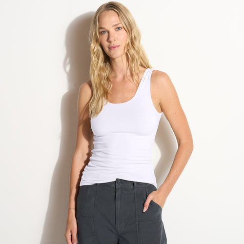 Womens Delphine Scoop Neck Tank WKTP0015 White