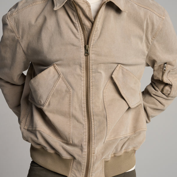 Mens Dillon Mid-Century Twill Bomber Jacket MWOW0004 Stone