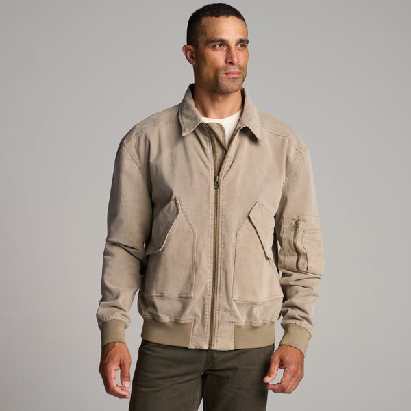 Mens Dillon Mid-Century Twill Bomber Jacket MWOW0004 Stone