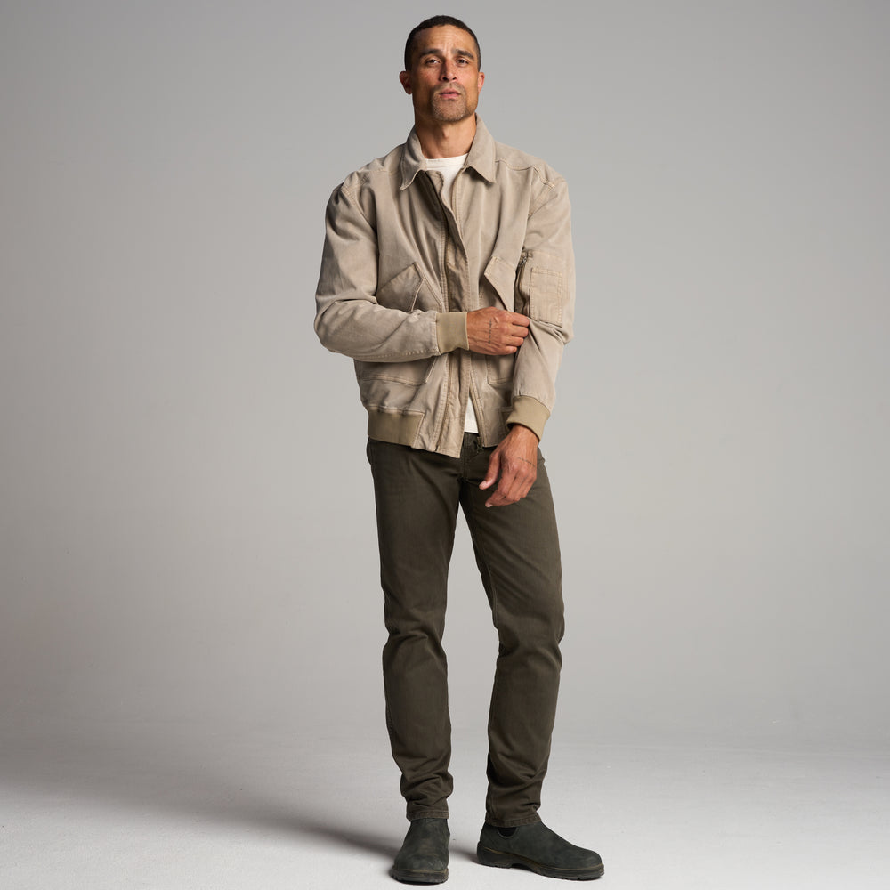 Mens Dillon Mid-Century Twill Bomber Jacket MWOW0004 Stone