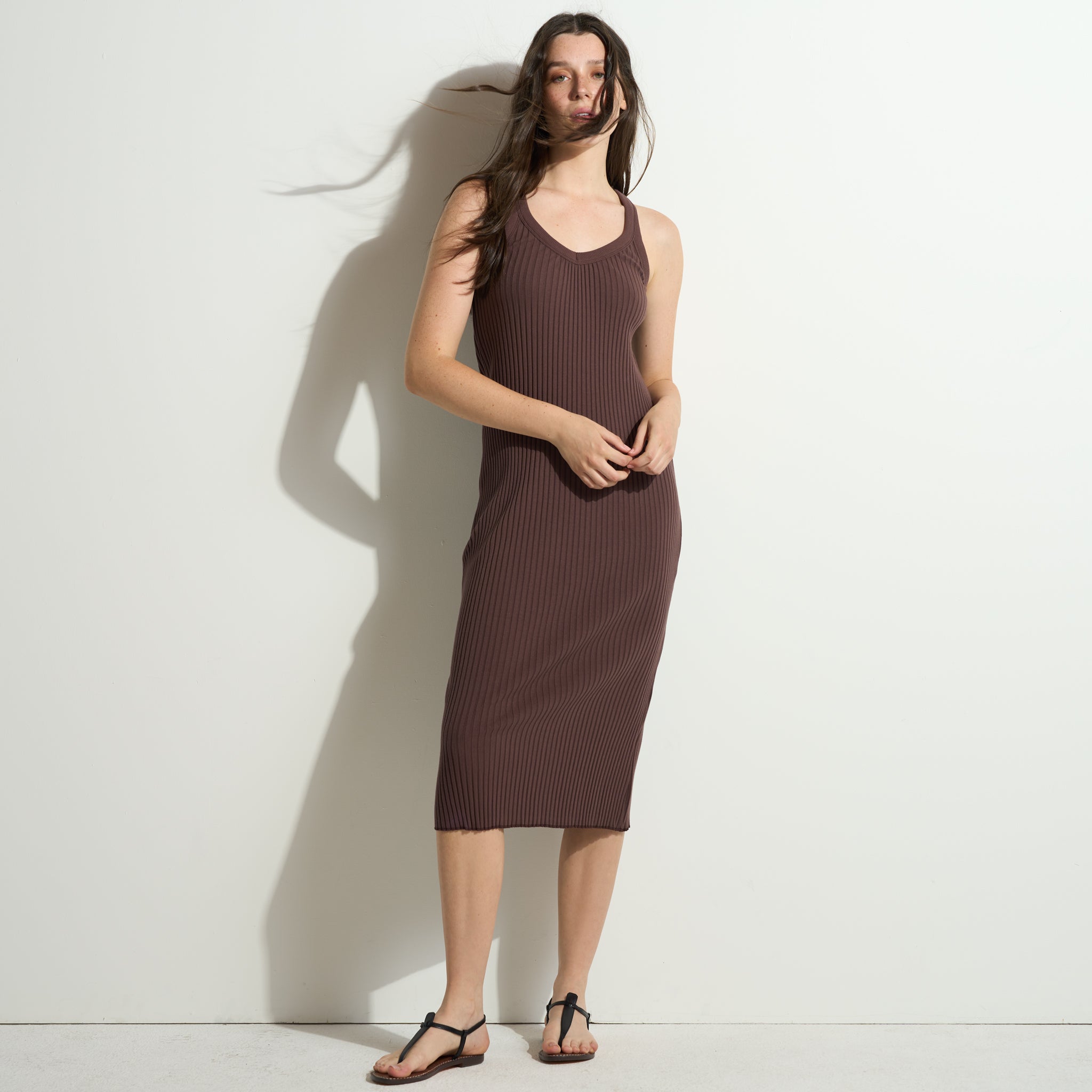 rib tank dress Light Blue Bodycon Skimming Fit Brooklyn Industries Women's Ribbed Tank