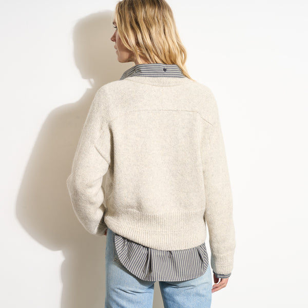 Womens Eden Deep V Neck Sweater WSTP0003 Fieldstone Melange