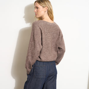 Womens Eden Deep V Neck Sweater WSTP0003 Mountain Ridge Melange