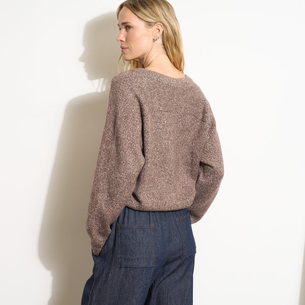 Womens Eden Deep V Neck Sweater WSTP0003 Mountain Ridge Melange