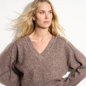 Womens Eden Deep V Neck Sweater WSTP0003 Mountain Ridge Melange